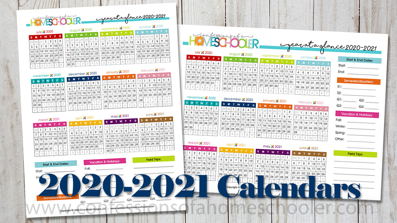 2020-2021 12 months at a Look Printable Calendars | Home ...